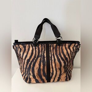 LeSportsac x ROBERTO CAVALLI Roma Tote Bag Handbag, Raffia Zebra Print